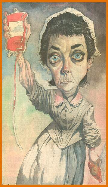 Caricature of Irene Bolger - Bill Spooner, The Age 24 January 1987