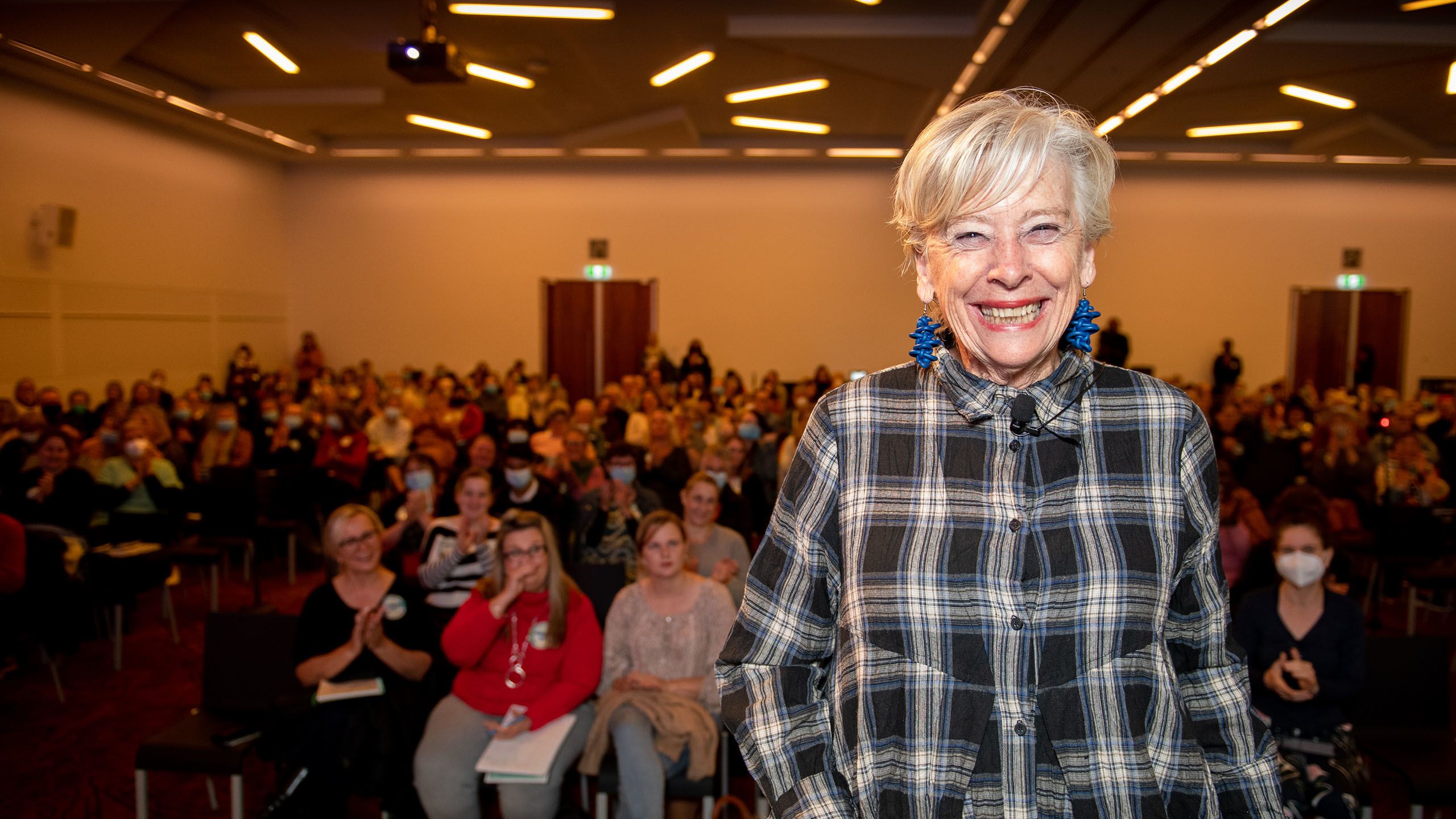Maggie Beer and attendees at the ANMF (Vic Branch) Health & Environmental Sustainability Conference 2022. Photo: Penny Stephens