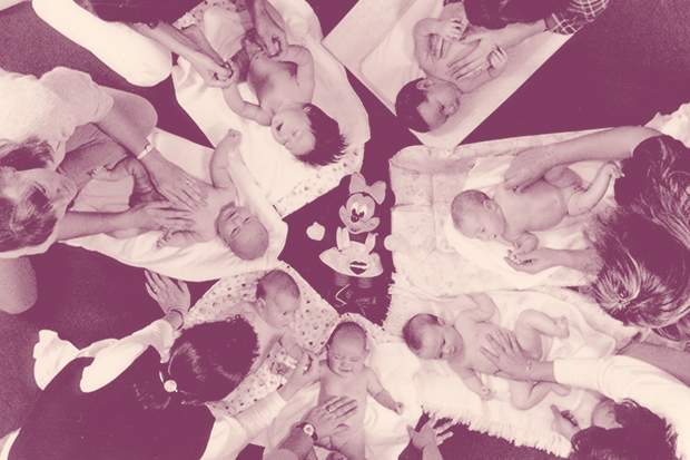 Baby massage circle, Yarra Ranges Shire, 1995. Photo: Public Record Office Victoria.