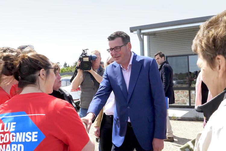 Premier Daniel Andrews meets ANMF members at the announcement of a promised Royal Commission into mental health services